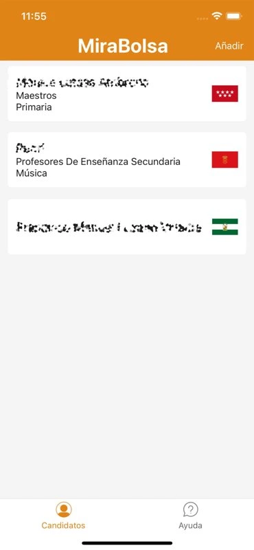 Lista de candidatos en distintas comunidades